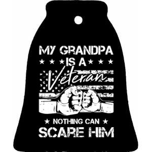 My Grandpa Is A Veteran American Flag Cool Patriotic Gifts Ceramic Bell Ornament