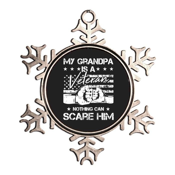 My Grandpa Is A Veteran American Flag Cool Patriotic Gifts Metallic Star Ornament