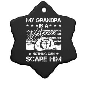 My Grandpa Is A Veteran American Flag Cool Patriotic Gifts Ceramic Star Ornament