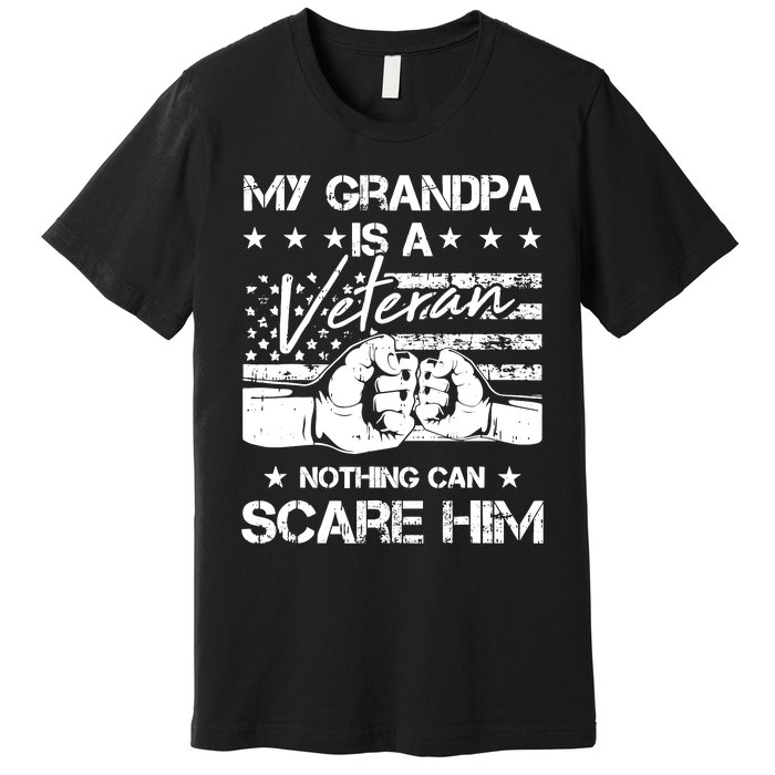 My Grandpa Is A Veteran American Flag Cool Patriotic Gifts Premium T-Shirt