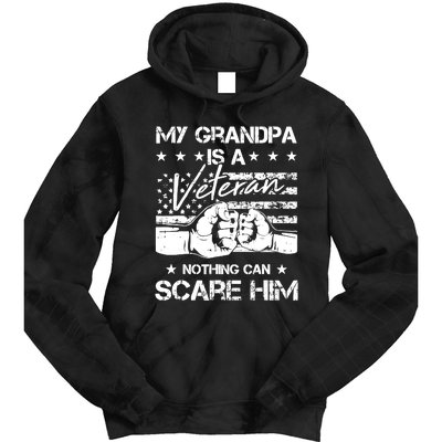 My Grandpa Is A Veteran American Flag Cool Patriotic Gifts Tie Dye Hoodie