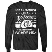 My Grandpa Is A Veteran American Flag Cool Patriotic Gifts Tie-Dye Long Sleeve Shirt