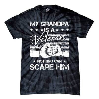 My Grandpa Is A Veteran American Flag Cool Patriotic Gifts Tie-Dye T-Shirt