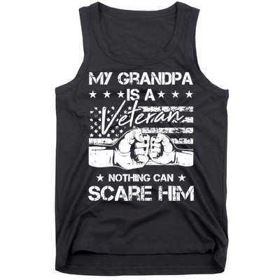 My Grandpa Is A Veteran American Flag Cool Patriotic Gifts Tank Top