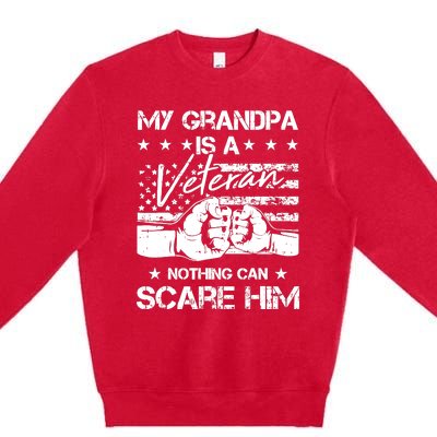 My Grandpa Is A Veteran American Flag Cool Patriotic Gifts Premium Crewneck Sweatshirt