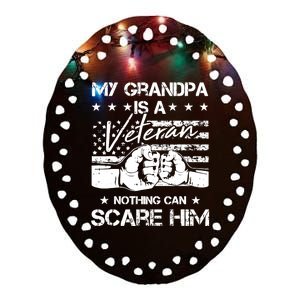 My Grandpa Is A Veteran American Flag Cool Patriotic Gifts Ceramic Oval Ornament