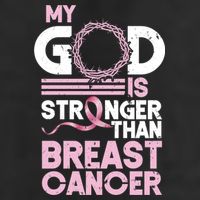 My God Is Stronger Than Breast Cancer Awareness Christian 7 Panel Mesh Trucker Snapback Hat