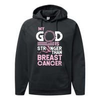 My God Is Stronger Than Breast Cancer Awareness Christian Performance Fleece Hoodie