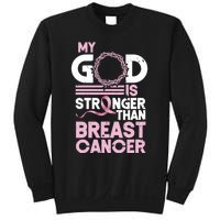 My God Is Stronger Than Breast Cancer Awareness Christian Sweatshirt