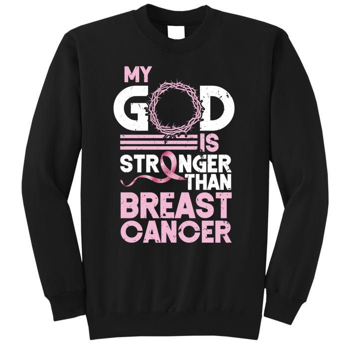 My God Is Stronger Than Breast Cancer Awareness Christian Sweatshirt