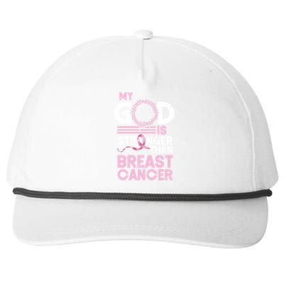 My God Is Stronger Than Breast Cancer Awareness Christian Snapback Five-Panel Rope Hat