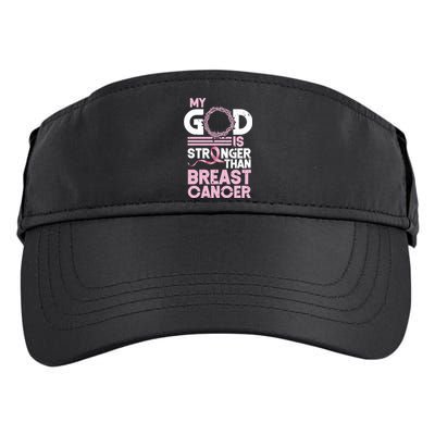 My God Is Stronger Than Breast Cancer Awareness Christian Adult Drive Performance Visor