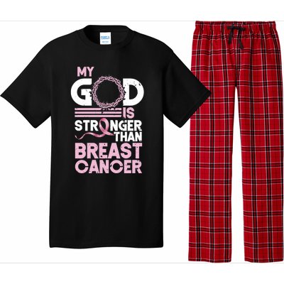 My God Is Stronger Than Breast Cancer Awareness Christian Pajama Set