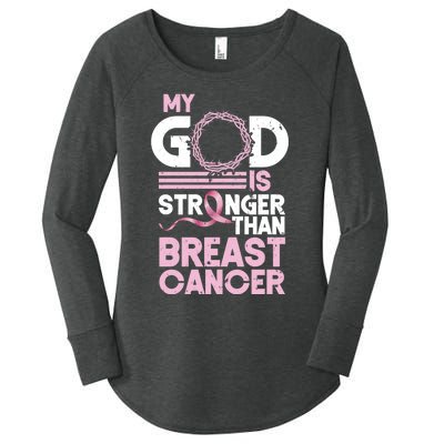 My God Is Stronger Than Breast Cancer Awareness Christian Women's Perfect Tri Tunic Long Sleeve Shirt