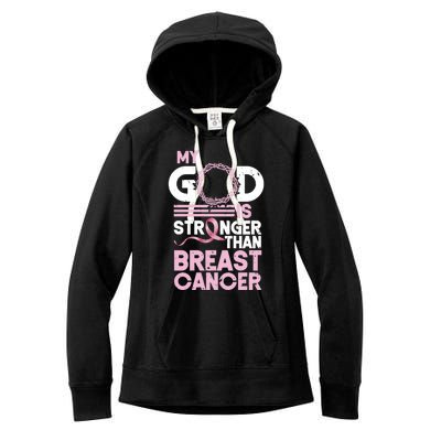 My God Is Stronger Than Breast Cancer Awareness Christian Women's Fleece Hoodie