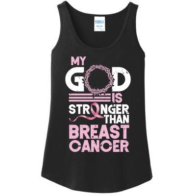 My God Is Stronger Than Breast Cancer Awareness Christian Ladies Essential Tank