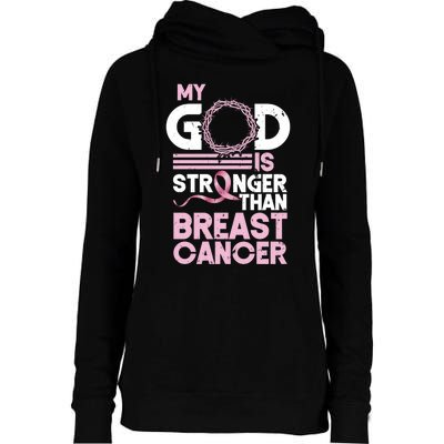 My God Is Stronger Than Breast Cancer Awareness Christian Womens Funnel Neck Pullover Hood