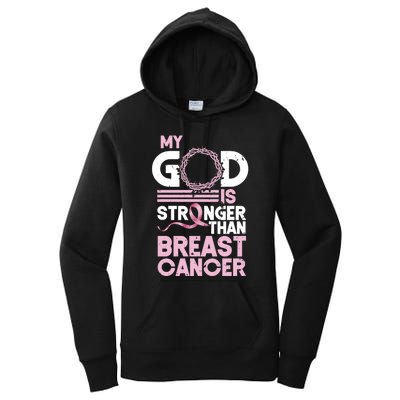 My God Is Stronger Than Breast Cancer Awareness Christian Women's Pullover Hoodie