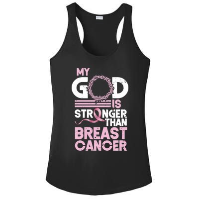 My God Is Stronger Than Breast Cancer Awareness Christian Ladies PosiCharge Competitor Racerback Tank