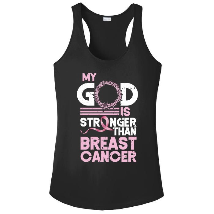 My God Is Stronger Than Breast Cancer Awareness Christian Ladies PosiCharge Competitor Racerback Tank