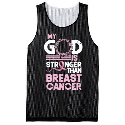 My God Is Stronger Than Breast Cancer Awareness Christian Mesh Reversible Basketball Jersey Tank