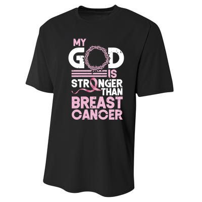 My God Is Stronger Than Breast Cancer Awareness Christian Performance Sprint T-Shirt