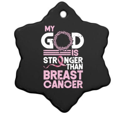 My God Is Stronger Than Breast Cancer Awareness Christian Ceramic Star Ornament