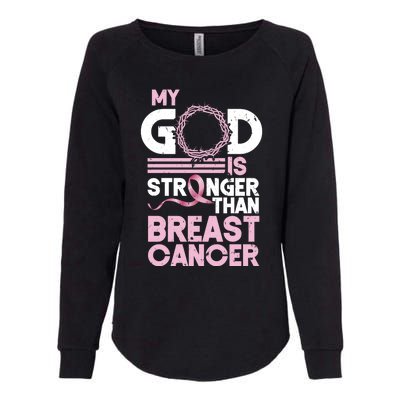 My God Is Stronger Than Breast Cancer Awareness Christian Womens California Wash Sweatshirt