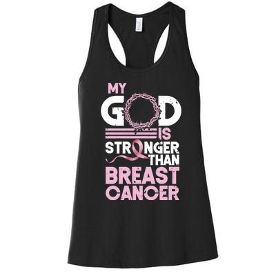 My God Is Stronger Than Breast Cancer Awareness Christian Women's Racerback Tank