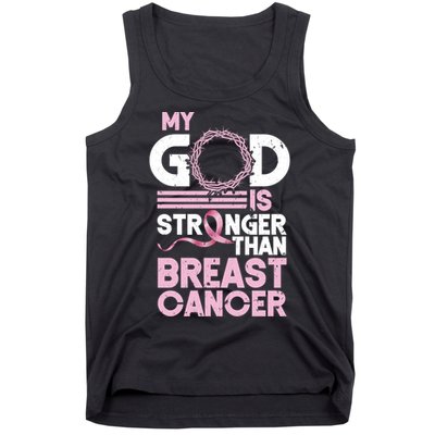 My God Is Stronger Than Breast Cancer Awareness Christian Tank Top