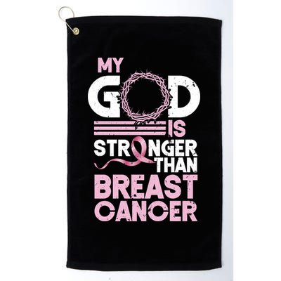 My God Is Stronger Than Breast Cancer Awareness Christian Golf Towel