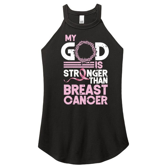 My God Is Stronger Than Breast Cancer Awareness Christian Women's Perfect Tri Rocker Tank