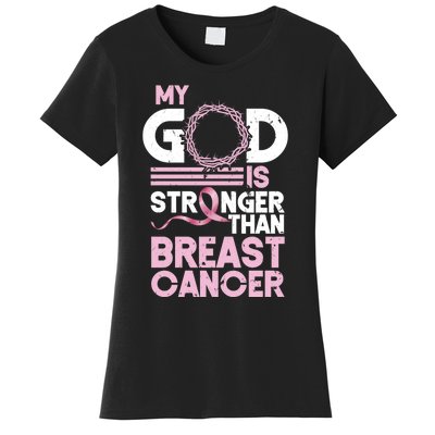 My God Is Stronger Than Breast Cancer Awareness Christian Women's T-Shirt