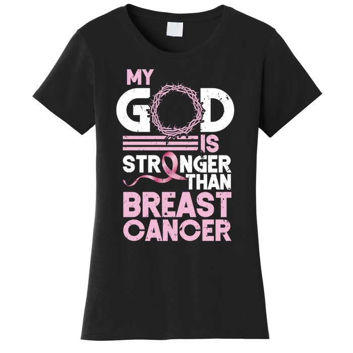 My God Is Stronger Than Breast Cancer Awareness Christian Women's T-Shirt