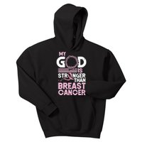 My God Is Stronger Than Breast Cancer Awareness Christian Kids Hoodie