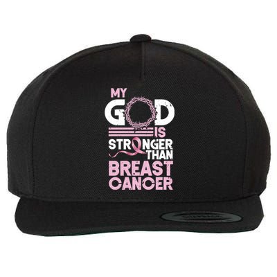 My God Is Stronger Than Breast Cancer Awareness Christian Wool Snapback Cap