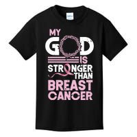 My God Is Stronger Than Breast Cancer Awareness Christian Kids T-Shirt