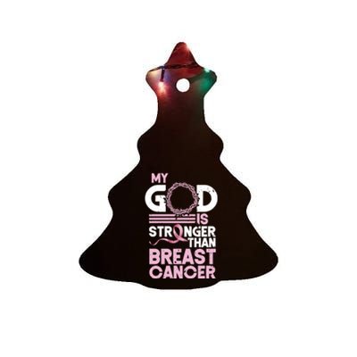 My God Is Stronger Than Breast Cancer Awareness Christian Ceramic Tree Ornament