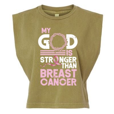 My God Is Stronger Than Breast Cancer Awareness Christian Garment-Dyed Women's Muscle Tee