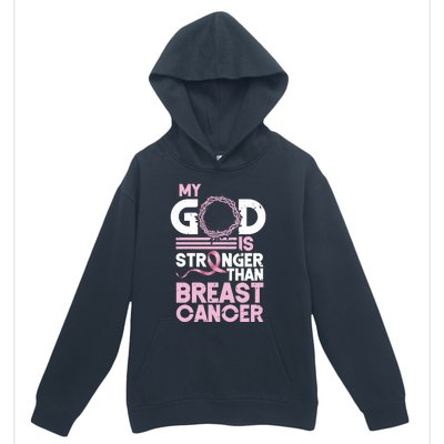 My God Is Stronger Than Breast Cancer Awareness Christian Urban Pullover Hoodie