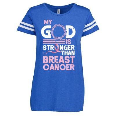 My God Is Stronger Than Breast Cancer Awareness Christian Enza Ladies Jersey Football T-Shirt