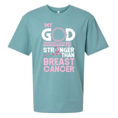 My God Is Stronger Than Breast Cancer Awareness Christian Sueded Cloud Jersey T-Shirt