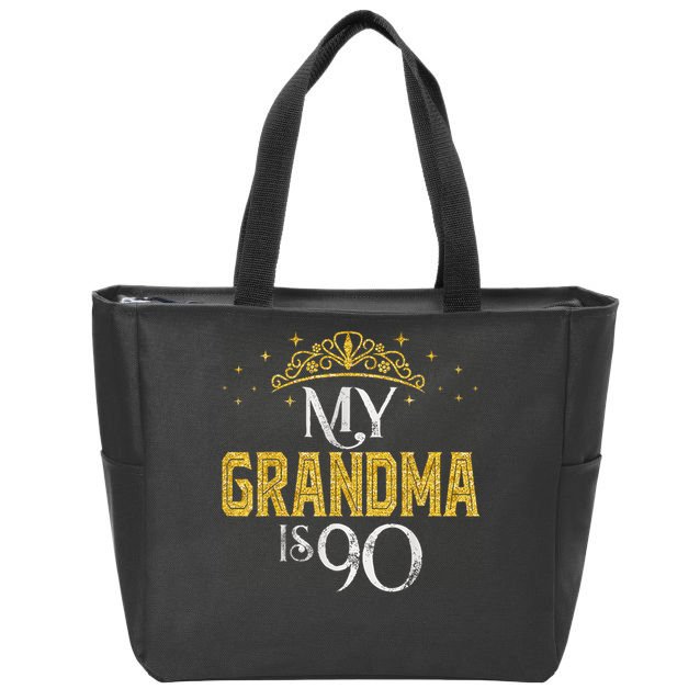 My GRANDMA Is 90 Years Old 1935 90th GRANDMA Birthday Zip Tote Bag