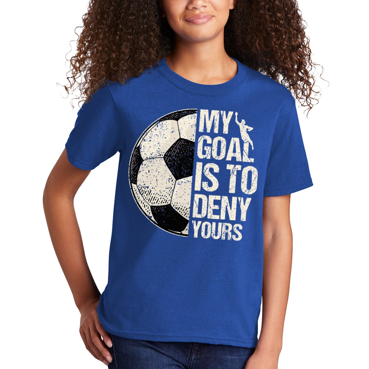 My Goal Is To Deny Yours Soccer Goalie Distressed Goalkeeper Kids T-Shirt