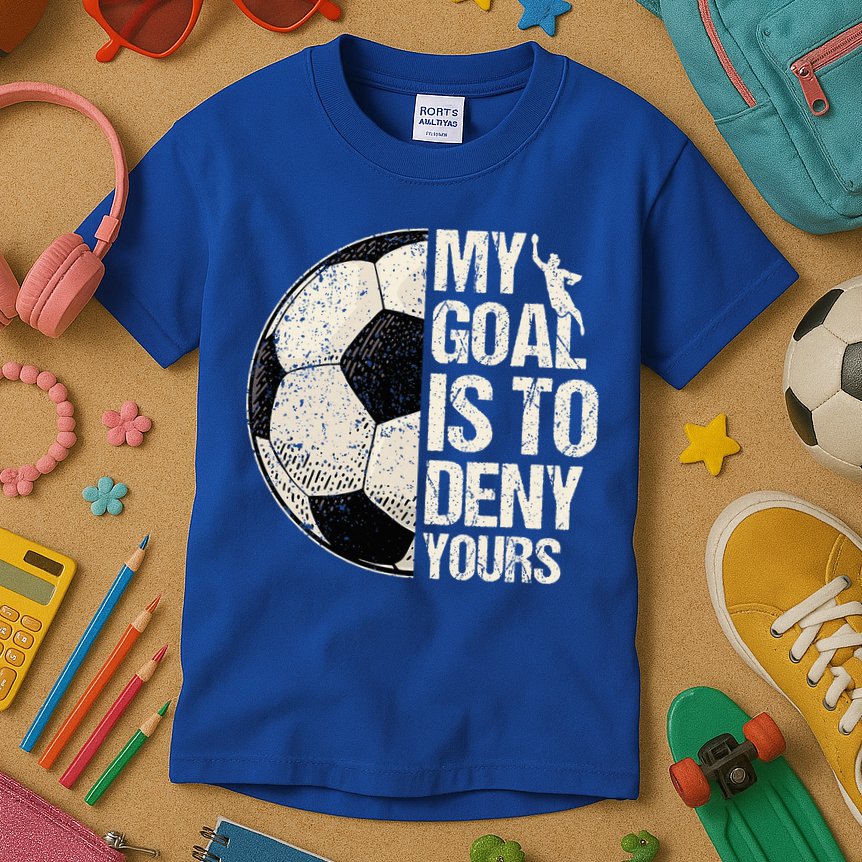 My Goal Is To Deny Yours Soccer Goalie Distressed Goalkeeper Kids T-Shirt