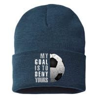 My Goal Is To Deny Yours Soccer Goalie Hoodie Christmas Gift Sustainable Knit Beanie