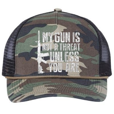 My Gun Is Not A Threat Unless You Are Retro Rope Trucker Hat Cap