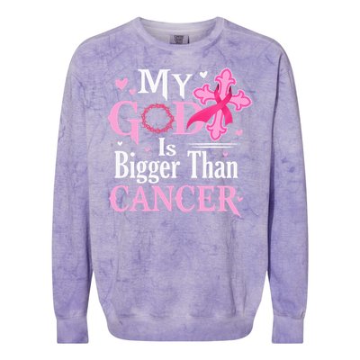 My God Is Bigger Than Cancer Breast Cancer Awareness Jesus Colorblast Crewneck Sweatshirt