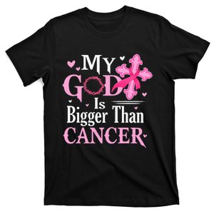 My God Is Bigger Than Cancer Breast Cancer Awareness Jesus T-Shirt