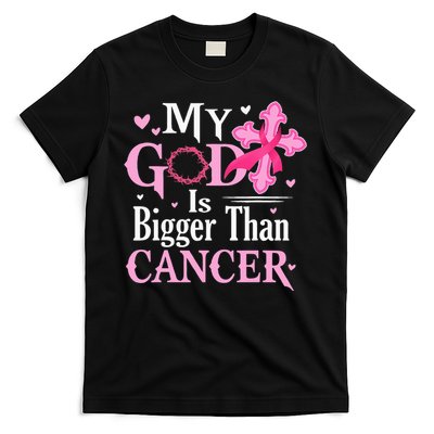 My God Is Bigger Than Cancer Breast Cancer Awareness Jesus T-Shirt